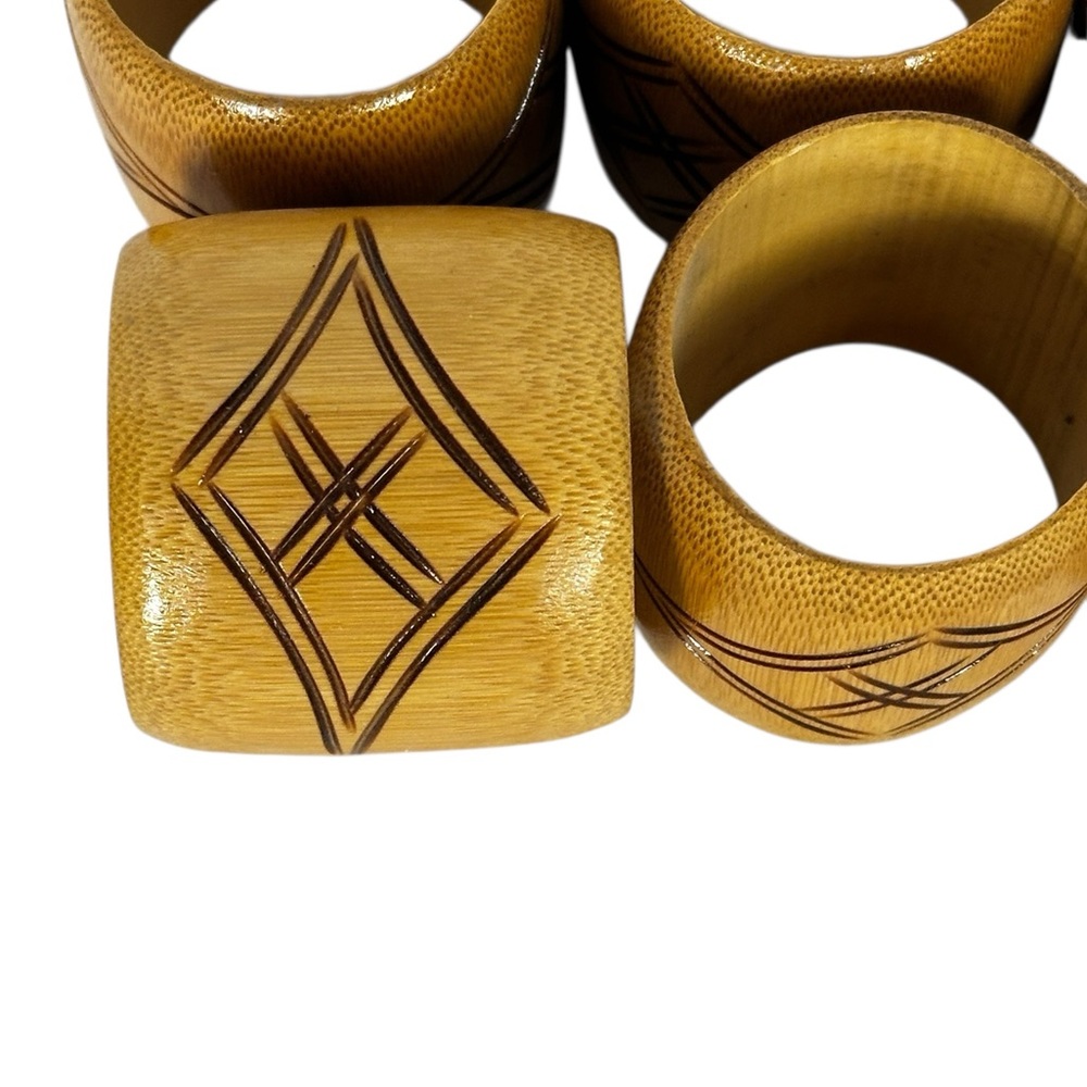 Set of 6 Bamboo Napkin Rings, BohoChick, Cottage Vibes - Picture 2 of 7